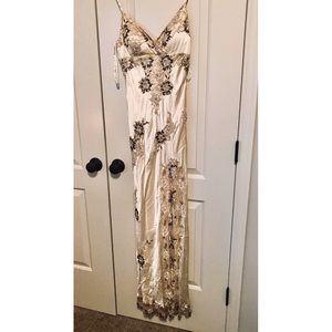 Sue Wong 69701 Ivory Silk Dress Beaded with Slit 6